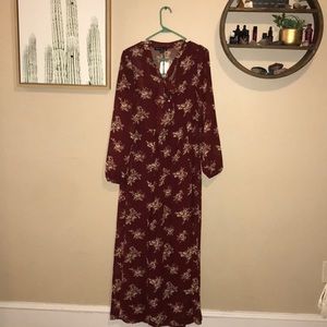 Long sleeve floral print Evening dress